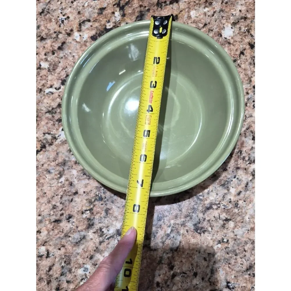 Longaberger Small Pie Plate Olive Green Ceramic Serving Bowl 7 1/4